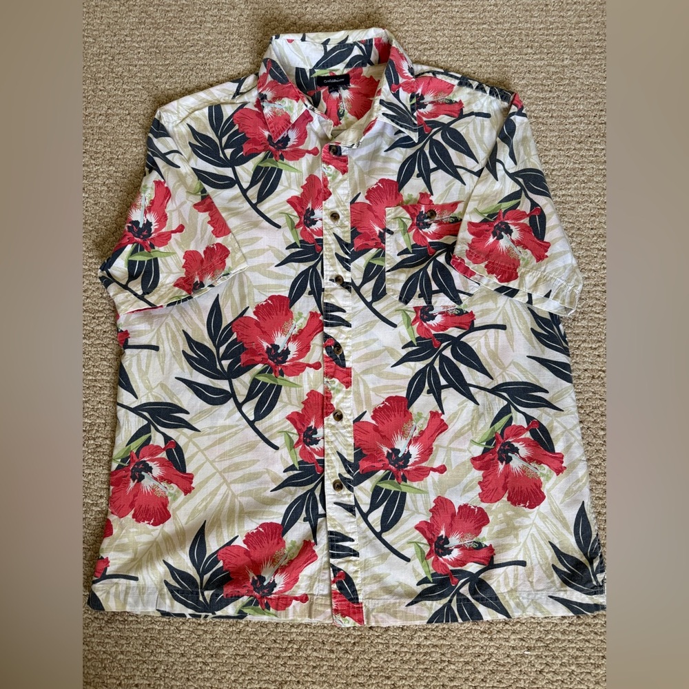 Croft & Barrow Red Floral Hawaii Shirt, L 🦋